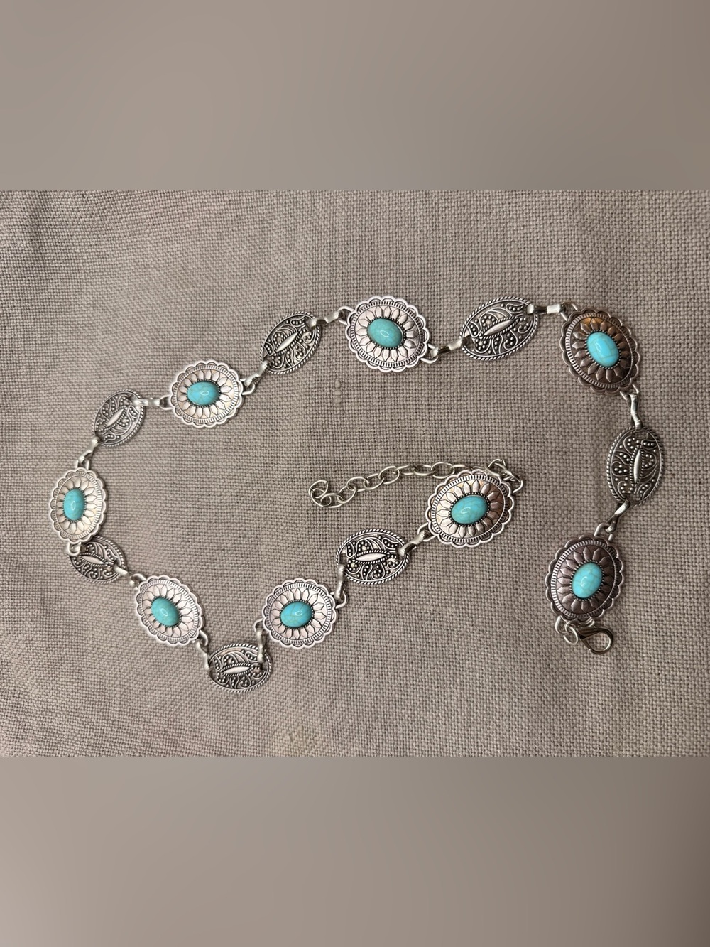 Turquoise Silver Concho Link Women’s Belt